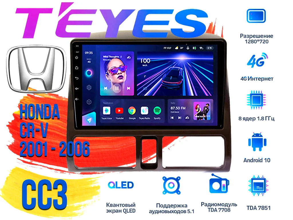 Штатная магнитола Honda CR-V (2001 - 2006) TEYES CC3 DSP Android-0