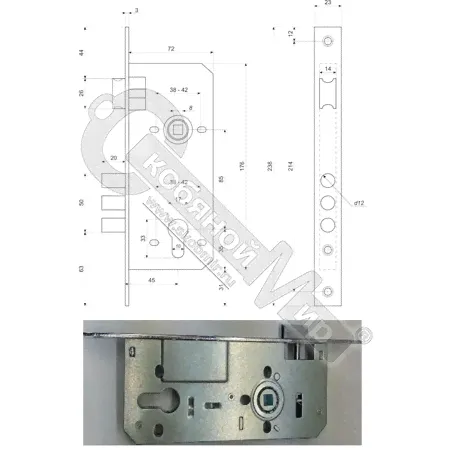 Замок врезной Apecs 2600-CR арт.00022174