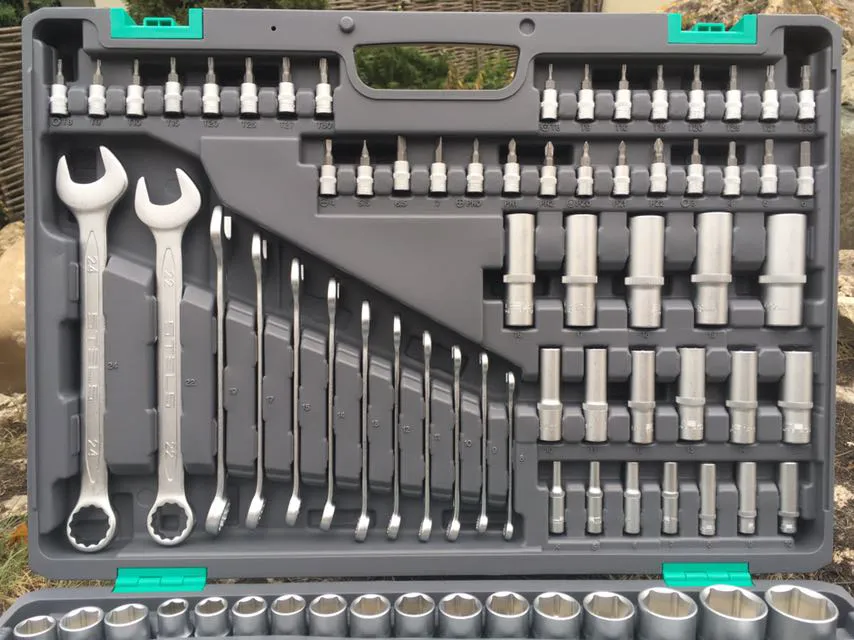Набор инструмента, 1/4", 3/8", 1/2", Cr-V, S2, усиленный кейс, 216 предм. STELS (14115)