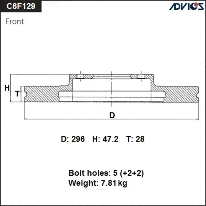 Диск тормозной пер. ADVICS (F) HONDA CR-V RE (06-11), CR-V RM (11-16), CROSSTOUR TF (09-15) 765892
