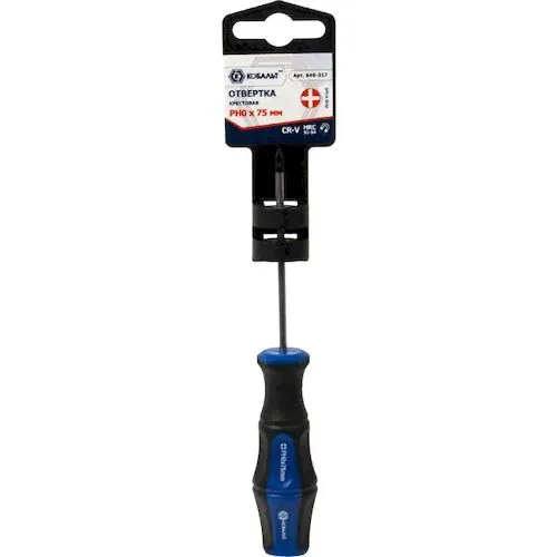 Отвертка PH0х75мм 2К-рукоятка Cr-V КОБАЛЬТ Ultra Grip