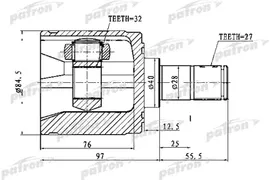 PATRON PCV1022. ШРУС внутренний правый Honda CR-V I/Shuttle 94>02