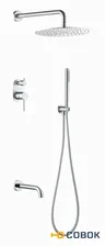 Boheme Uno 464-2-CR Смеситель встроенный + верхний+ ручной душ Uno. Хром с изливом