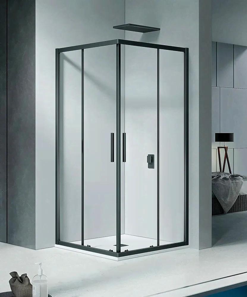 Душевой уголок Good Door COFE CR-80-C-B стекло прозрачное/профиль черный-1