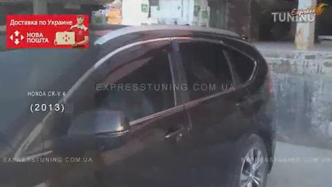 Ветровики с хром молдингом Хонда СРВ 4. Дефлекторы окон с хромом Honda CR-V 4. Tuning. Тюнинг обзор