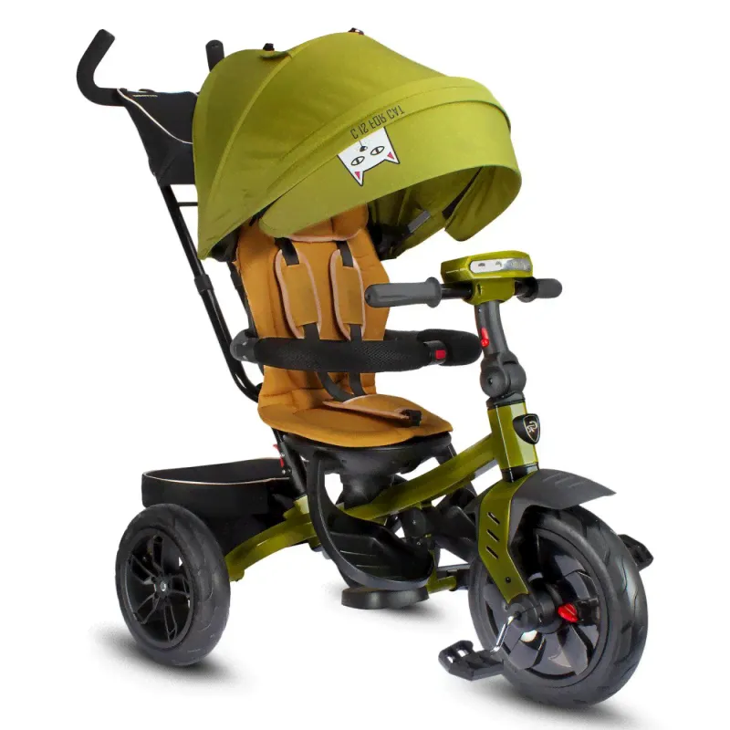 City-Ride Lunar CR-B3-10СМ, П + К 12 и 10д, поворот. сиденье, фара, чёрный-хаки-0