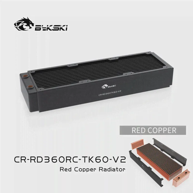 Медный радиатор Bykski 360 мм серии RC с высокоэффективным тепловыделением толщиной 60 мм для 12-сантиметрового вентилятора-охладителя, CR-RD360RC-TK60-V2-0