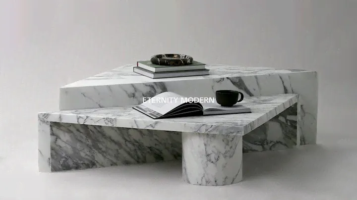 Vito Two Piece Triangle Arabescato Marble Coffee Table | Modern Furniture