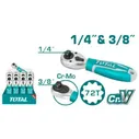 Ключ трещоточный короткий, 1/4"Dr & 3/8"Dr 72T/ Материал: Cr-V + Cr-MoTOTAL
