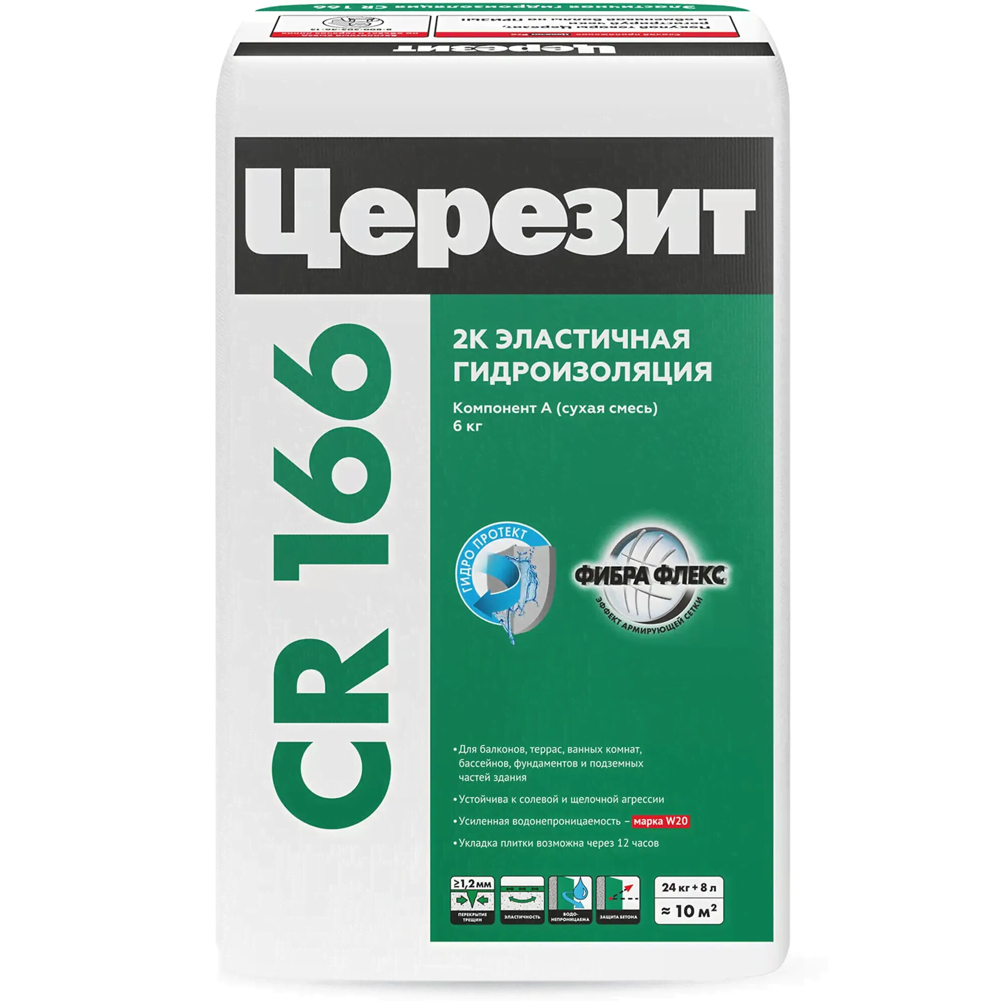 CR 166 ЦЕРЕЗИТ Гидроизоляция эластичная компонент А, 24кг-0