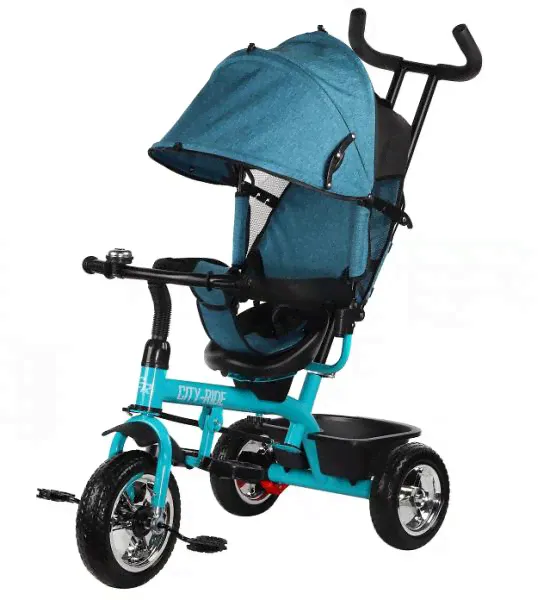 City-Ride CR-B3-01TQ 3х-кол. велосипед, колеса пласт. 10. 8, сиденье поворот., бампер, багажник, цв. зеленый
