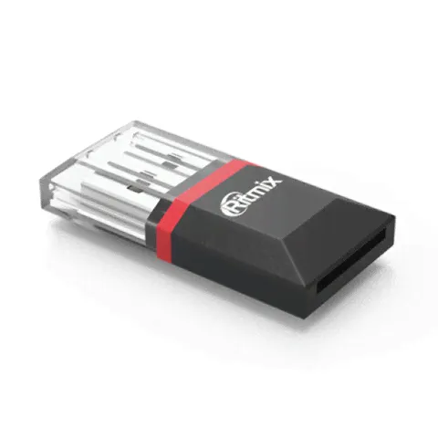 Картридер RITMIX CR-2010, USB 2.0, порт microSD, черный, 15119266-1