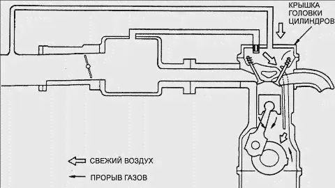 Система отвода картерных газов четырехтактного двигателя.  Автомобиль Honda cr-v.