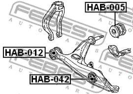 FEBEST HAB-042. Сайлентблок рычага переднего Honda CR-V I/CR-V II/Civic VI Hatchback 94>07