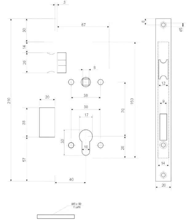 Замок врезной Апекс 1226/60-CR (0126)-2