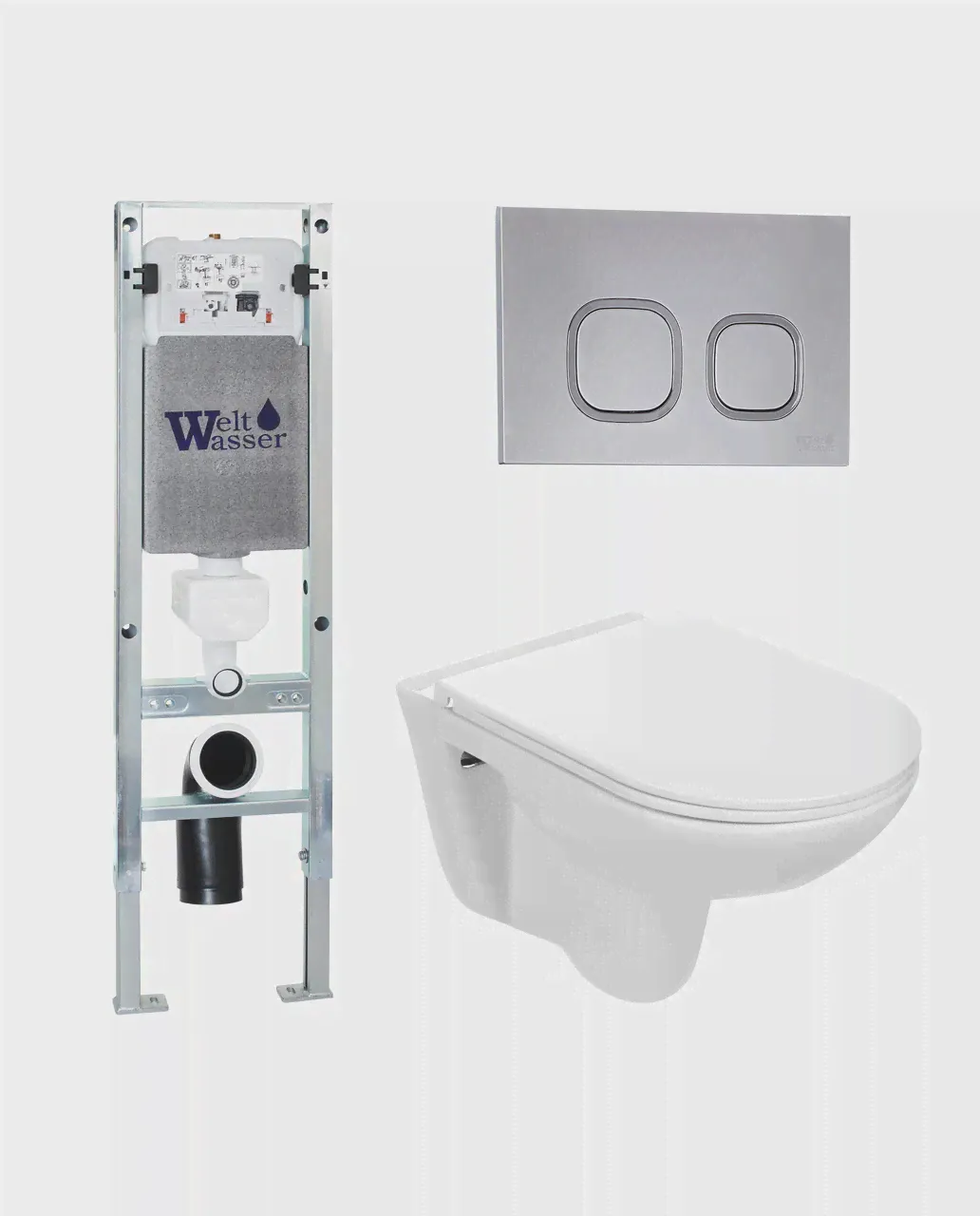 Комплект WeltWasser инсталляция + унитаз AMBERG 350 ST + BAARBACH 004 GL-WT + AMBERG RD-CR-0