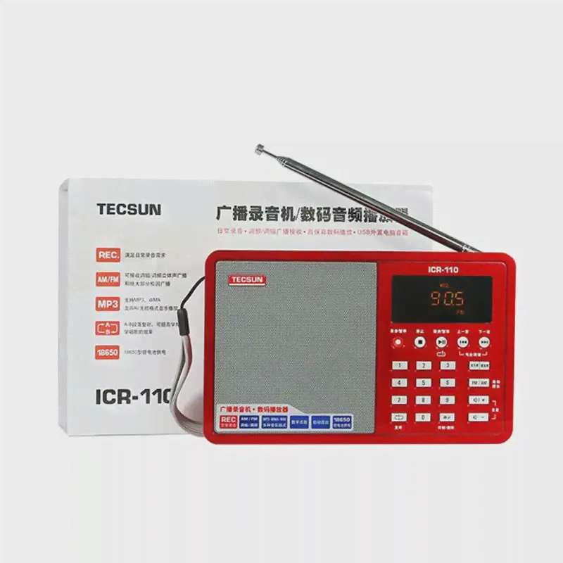 🛍 TECSUN ICR-110 FMAM радио TF карта MP3 плеер рекордер радио портативный Радиоприемник-1
