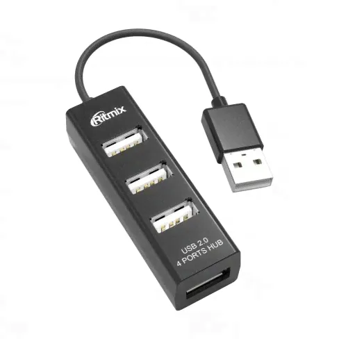 USB-HUB (разветвитель) Ritmix CR-2402 (4 порта), USB 2.0 (0.1 м)