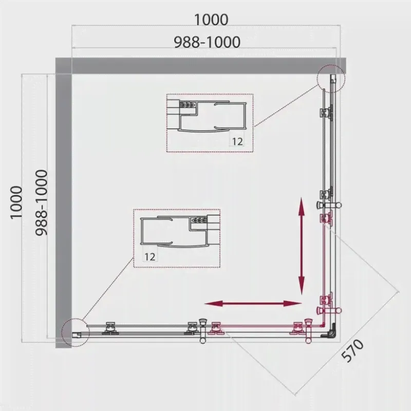Душевой уголок BelBagno UNO-195-A-2-100-C-Cr