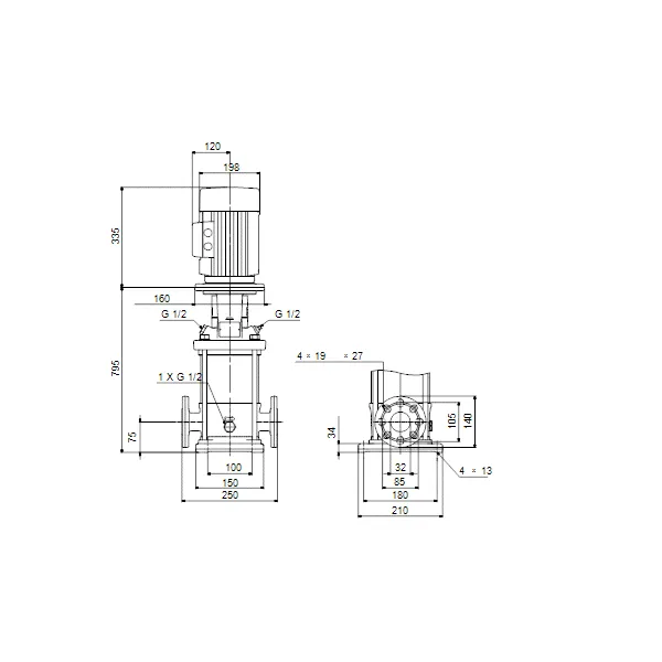 Вертикальный многоступенчатый насос Grundfos CR 1-4 A-FGJ-A-E-HQQE-1