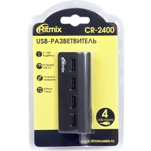 USB-разветвитель Ritmix CR-2400 black, CR-2400 black-0