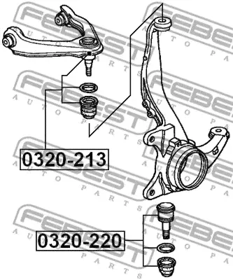FEBEST 0320-213. Опора шаровая переднего верхнего рычага Honda CR-V I/CR-V II/Civic VI Hatchback 90>07-1
