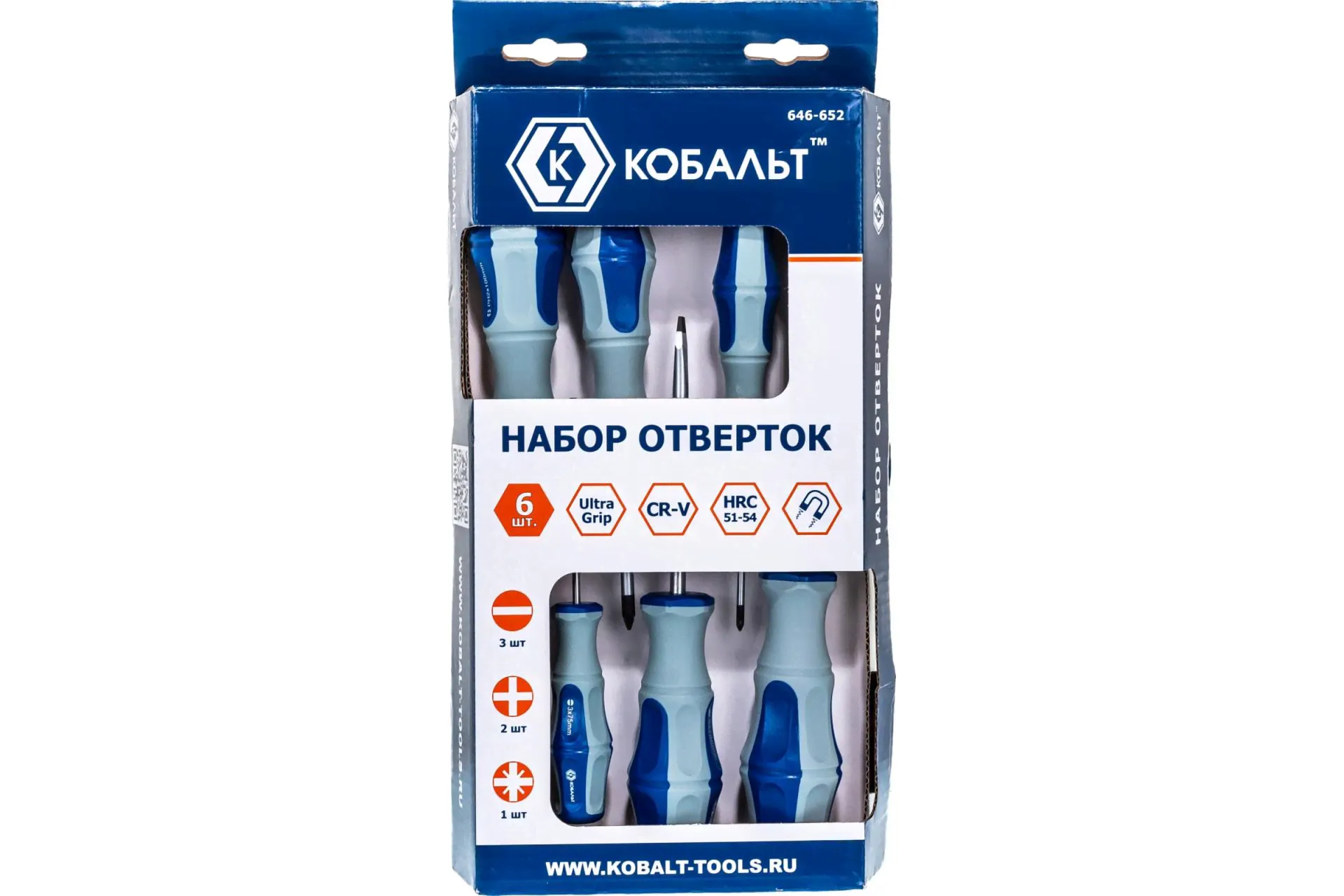 Набор отверток Ultra Grip CR-V (6 шт) Кобальт-0