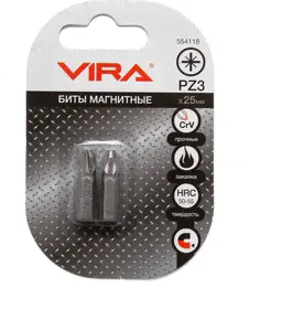Бита магнитная CR-V PZ3x25мм 2шт. VIRA (554118)-0