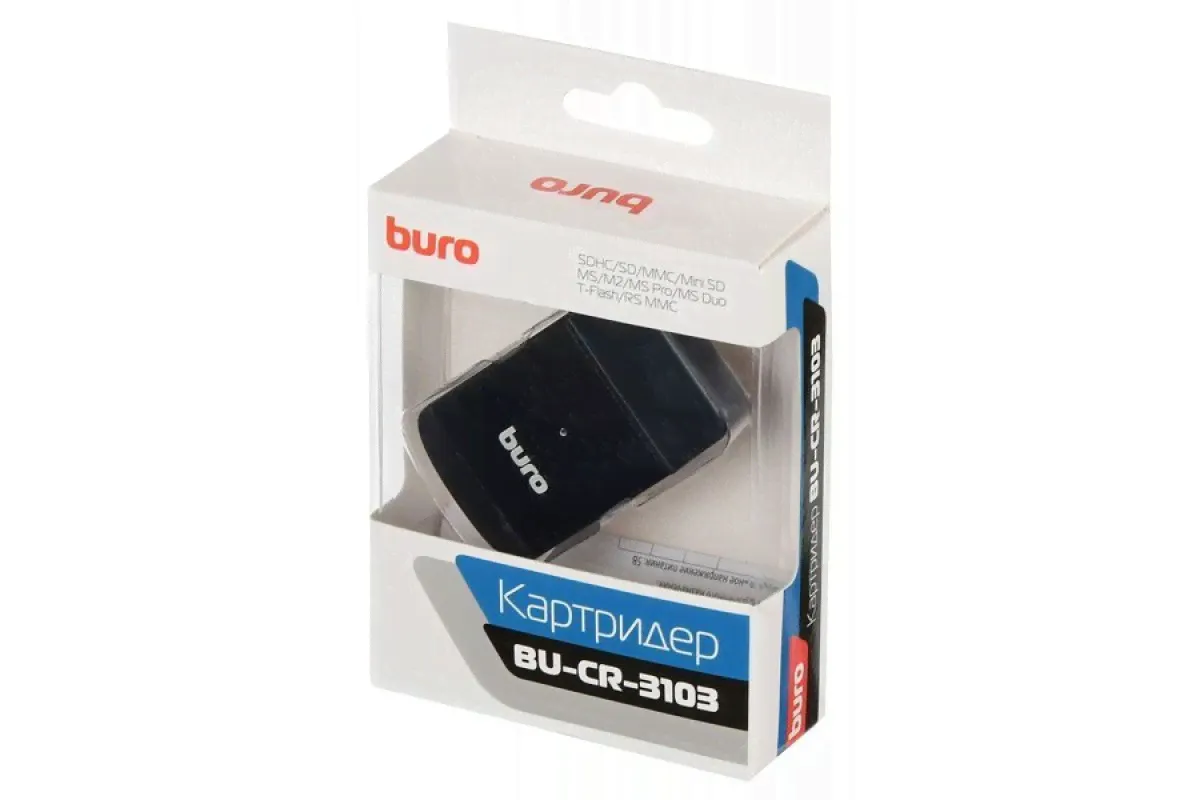 Устройство чтения карт памяти USB2.0 Buro BU-CR-3103 черный-2