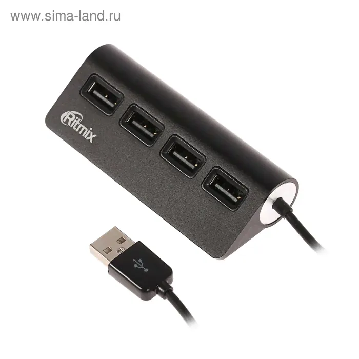 Разветвитель USB (Hub) Ritmix CR-2400, 4 порта USB2.0, черный