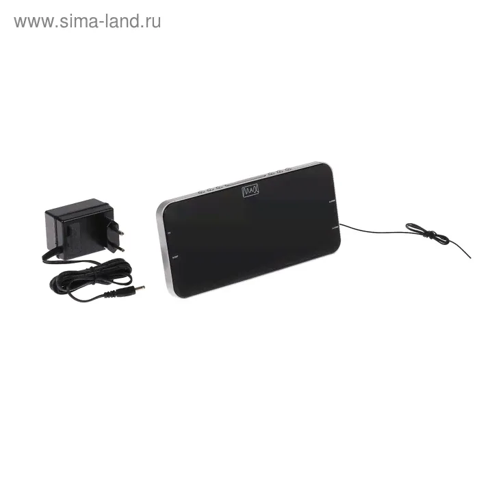 Часы радиобудильник MAX CR-2909, AM/FM, два будильника, дисплей 1.8", черно-серебристые