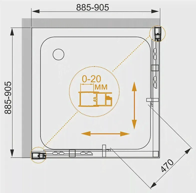 Душевой уголок Cezares Momento 90x90 MOMENTO-A-2-90-C-Cr-3
