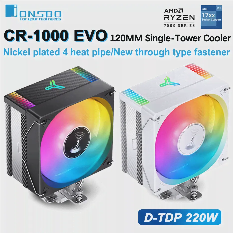 JONSBO CR-1000 EVO Tower CPU кулер никелированный 4 тепловые трубы 5V 3PIN ARGB вентилятор Радиатор с воздушным охлаждением для LGA1700 115X 1200 AM4 AM5 (art.: 3920c1435acb9)-4