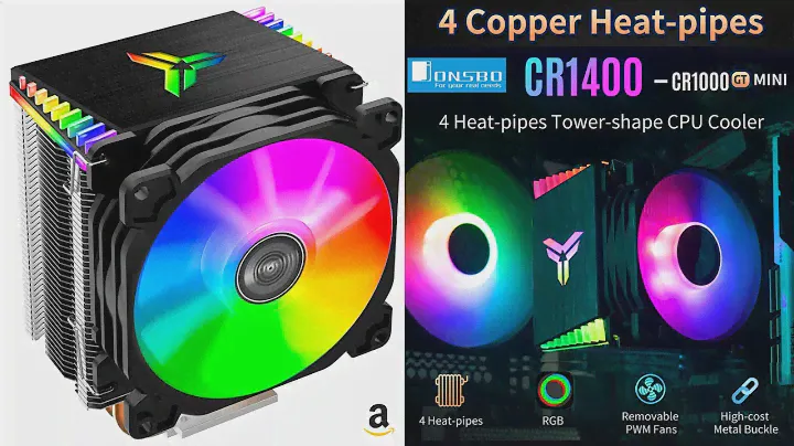 Jonsbo CR1400 RGB CPU Air Cooler, 4 Heat Pipes, 126mm RGB CPU Fan, Removable 92mm PWM Fans