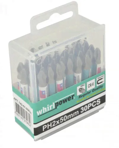 Набор бит 50PH2, Cr-V, RSC-regular, пластиковая коробка, WHIRLPOWER, ( 2714050020 )-0
