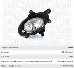 Фара противотуманная HONDA CR-V (12-) левая MAGNETI MARELLI